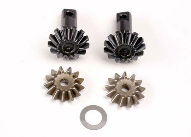 Traxxas #4982, Diff gear set: 13-T output gear shafts (2)/ 13-T spider gears (2)/ spider shaft (1)/ 6x10x0.5mm PTFE-coated washer (1)